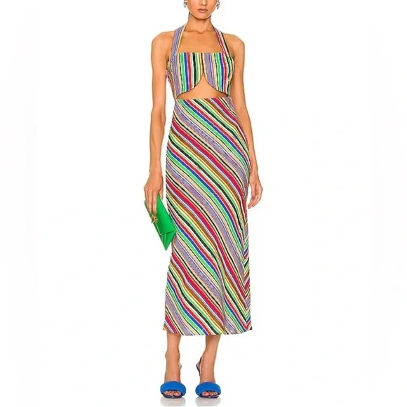 SIMON MILLER PIKO STRIPED LINEN MAXI DRESS - Picture 16 of 16